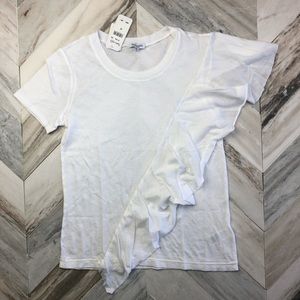 NWT Splendid Whisper Cotton Ruffle White Tee